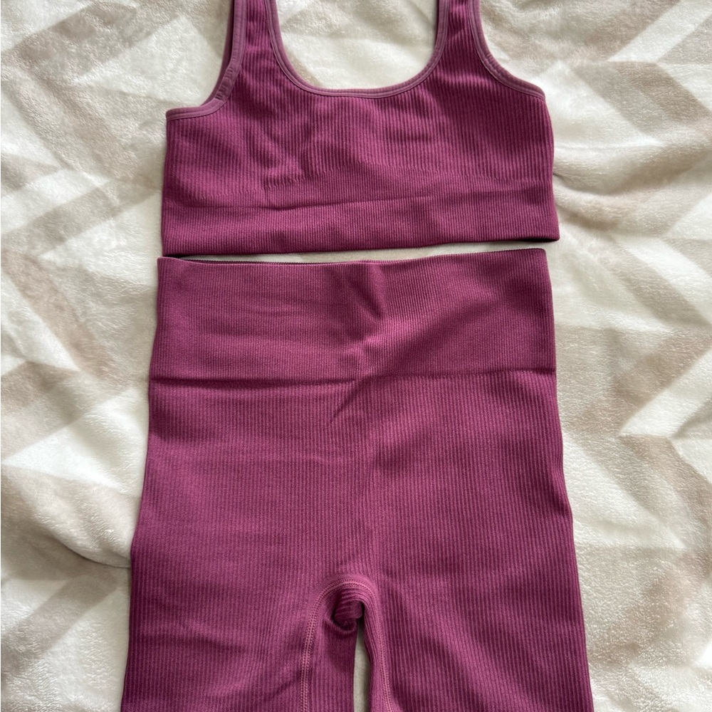 SHEIN Ribbed Purple Two-Piece Set